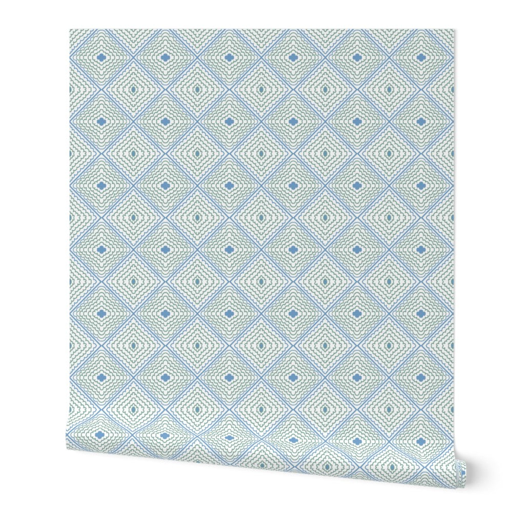 Petit Fours - Blue & Green - in Wallpaper