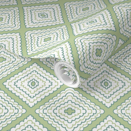 Petit Fours - Green and Teal - in Wallpaper