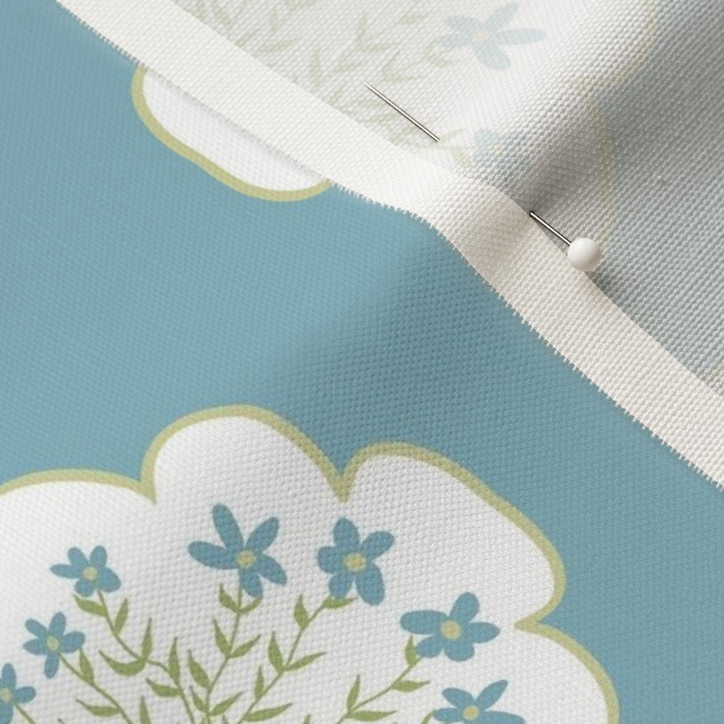 Cloudy with a chance of Flowers (teal)- Fabric by the Yard