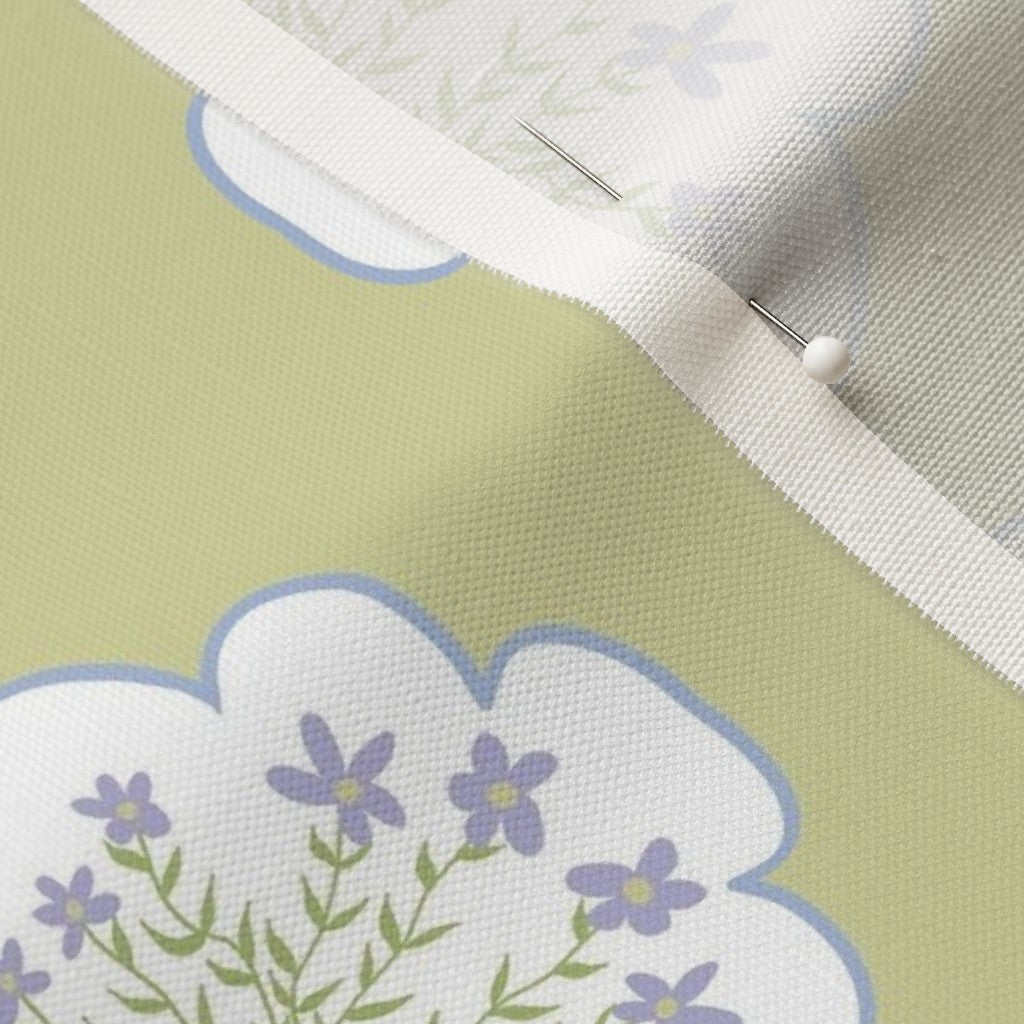 Cloudy with a chance of Flowers (chartreuse)- Fabric by the Yard
