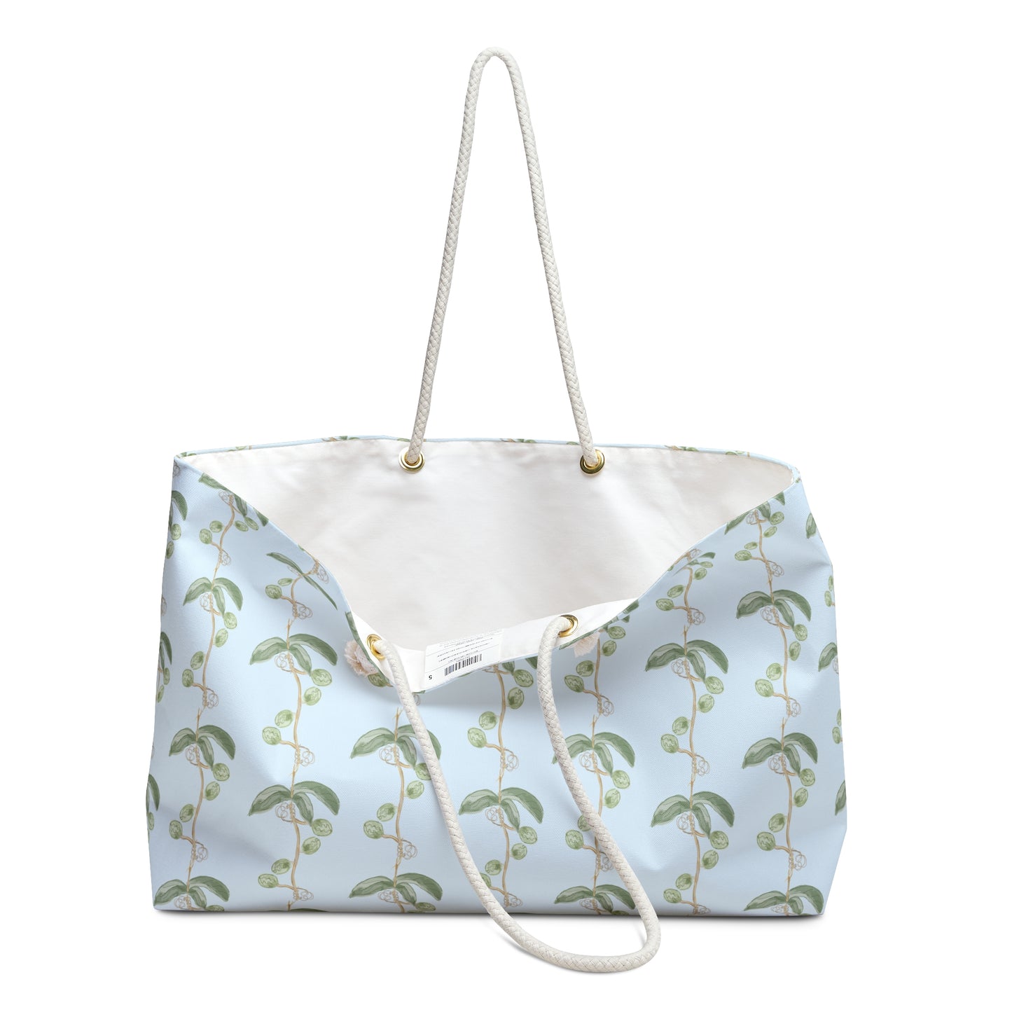 LWH weekender in "Plant the Seed Pod" in green on blue