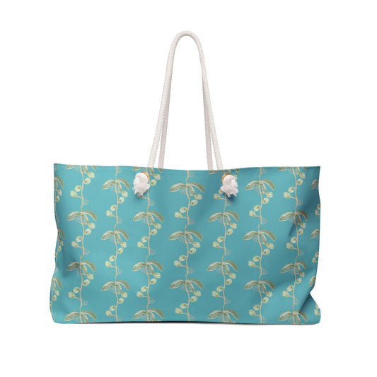 LWH weekender in "Plant the Seed Pod" in teal and green