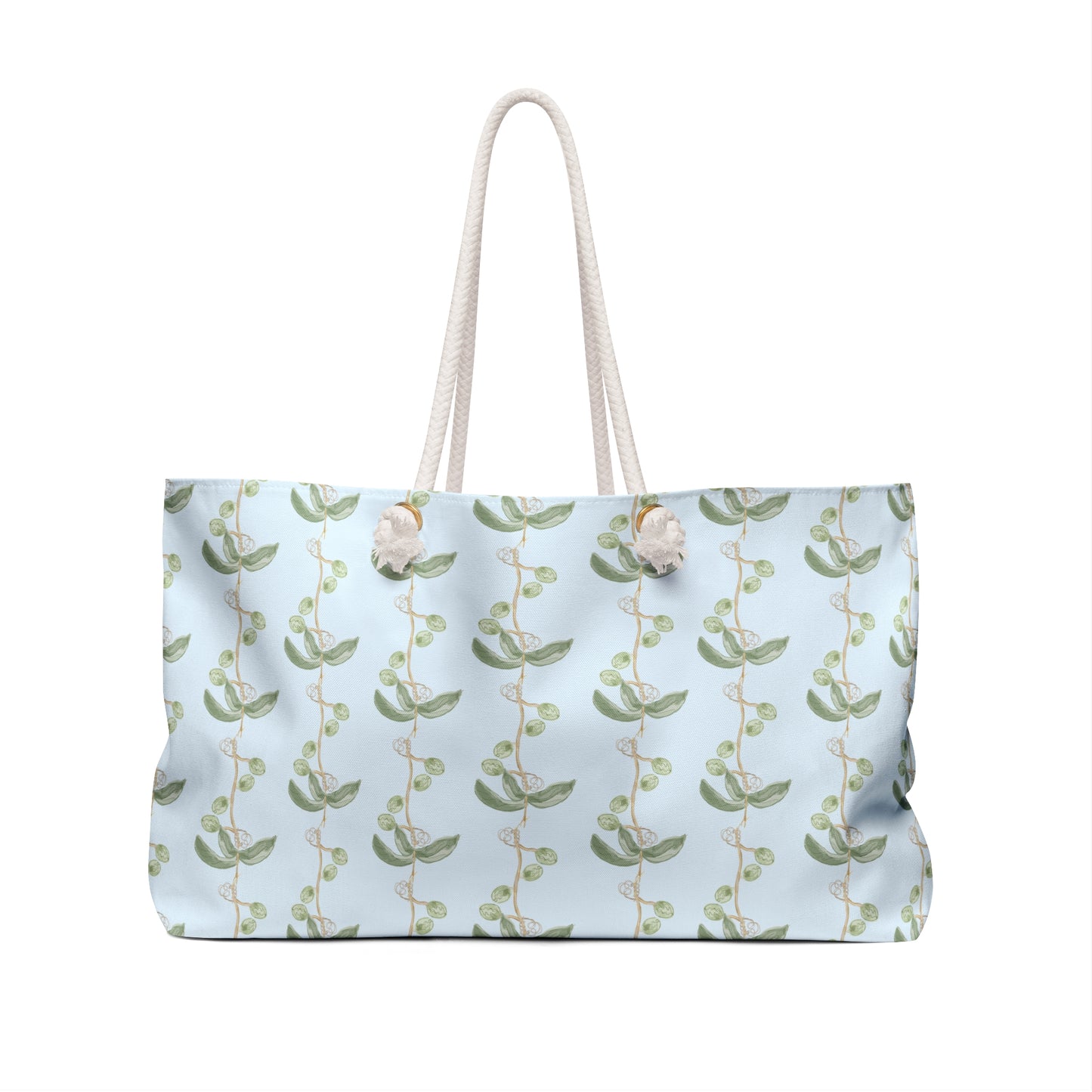 LWH weekender in "Plant the Seed Pod" in green on blue