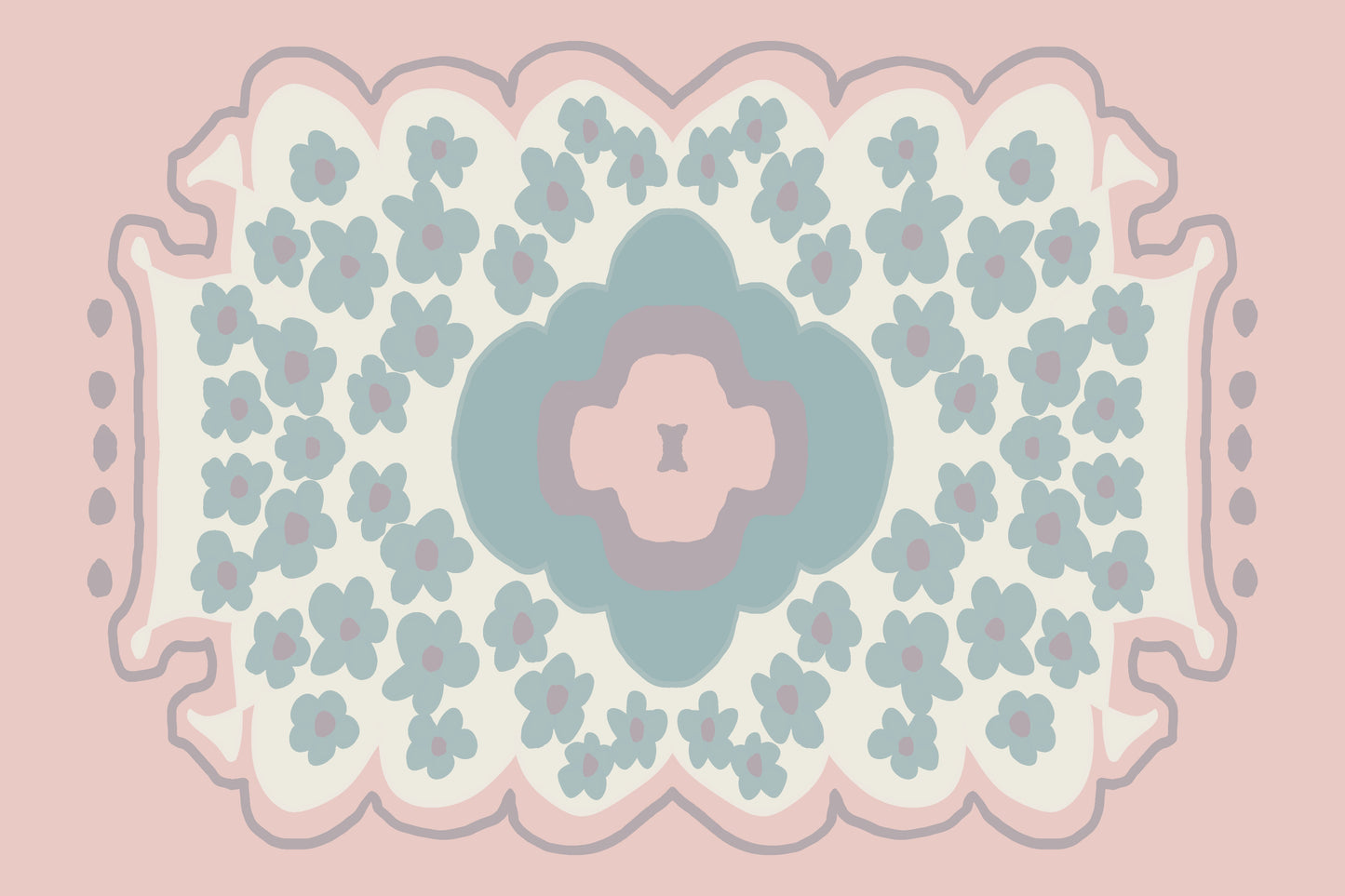 "Charlie" Pastel Floral Vinyl Floor Mat - 20"x30"