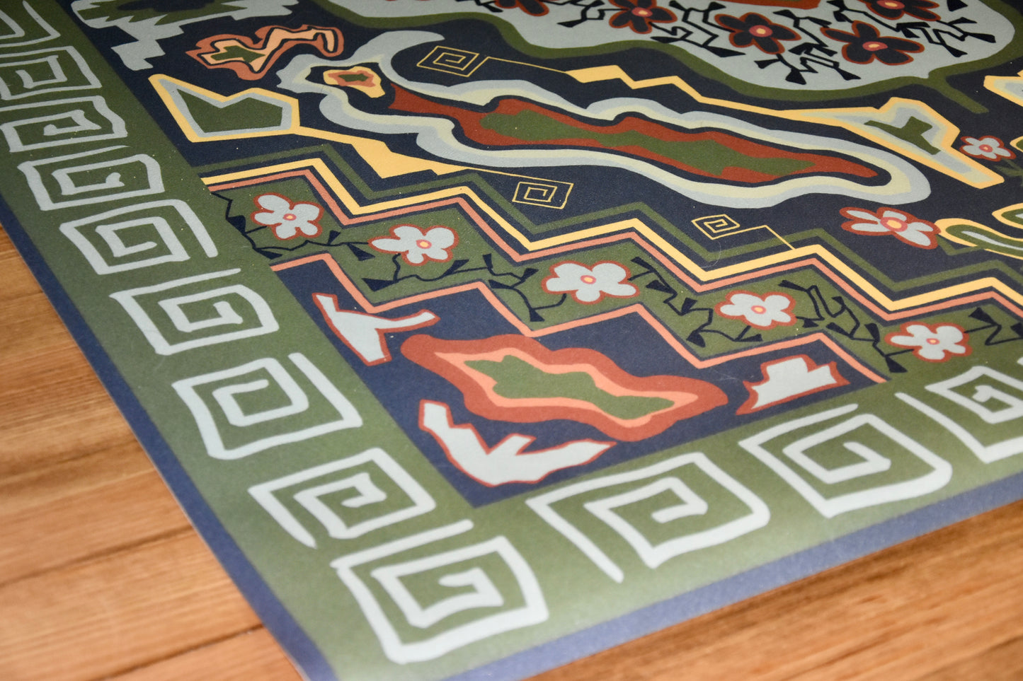 "Tradition" Heriz Style Vinyl Floor Mat - 49" x 60"