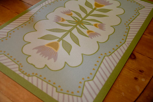"Ginger" Cottage Floral Vinyl Placemat - 14"x20"