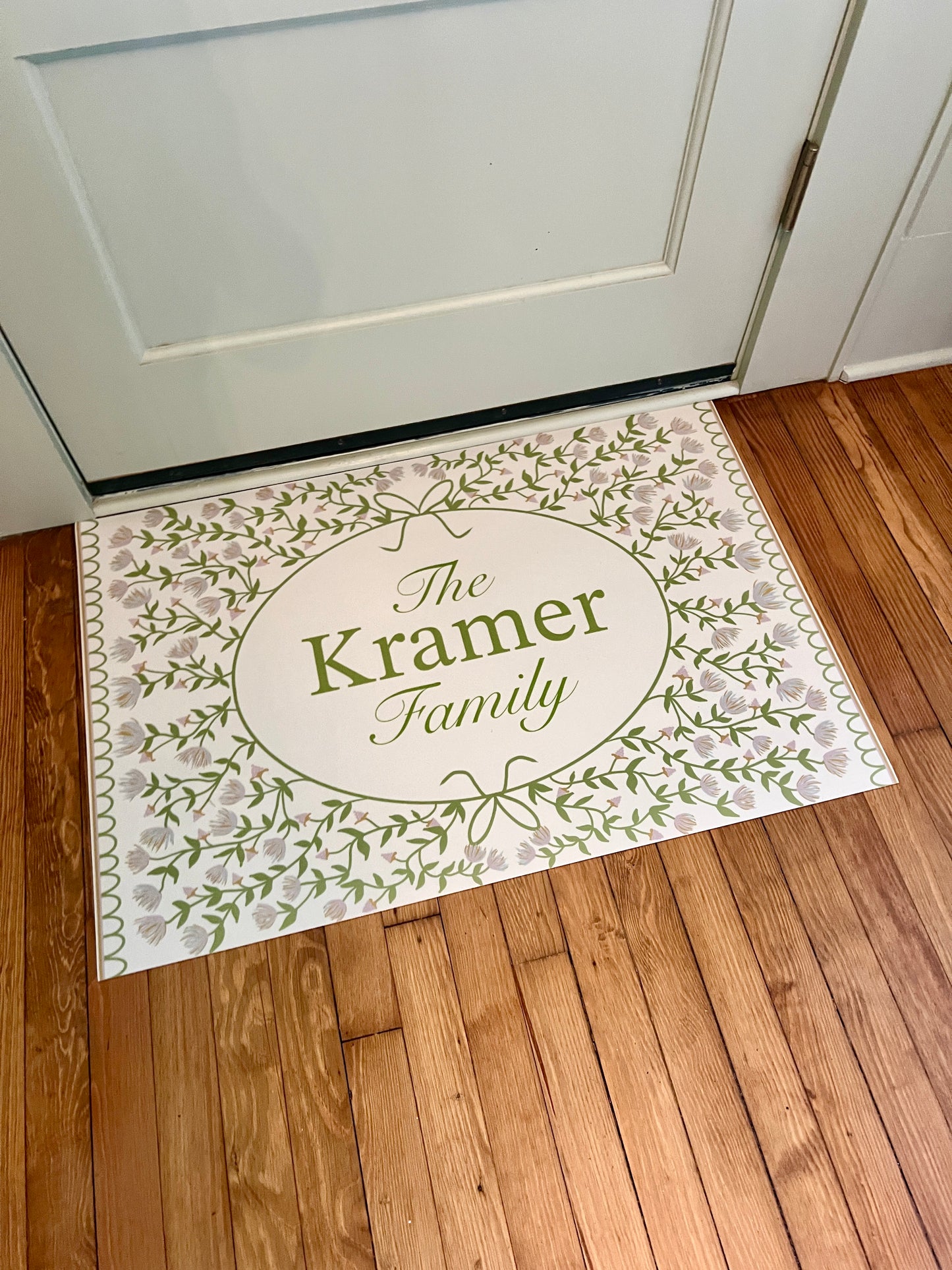 Custom Name "Cottage Kitchen" Floral Vinyl Mat- 24"x36"