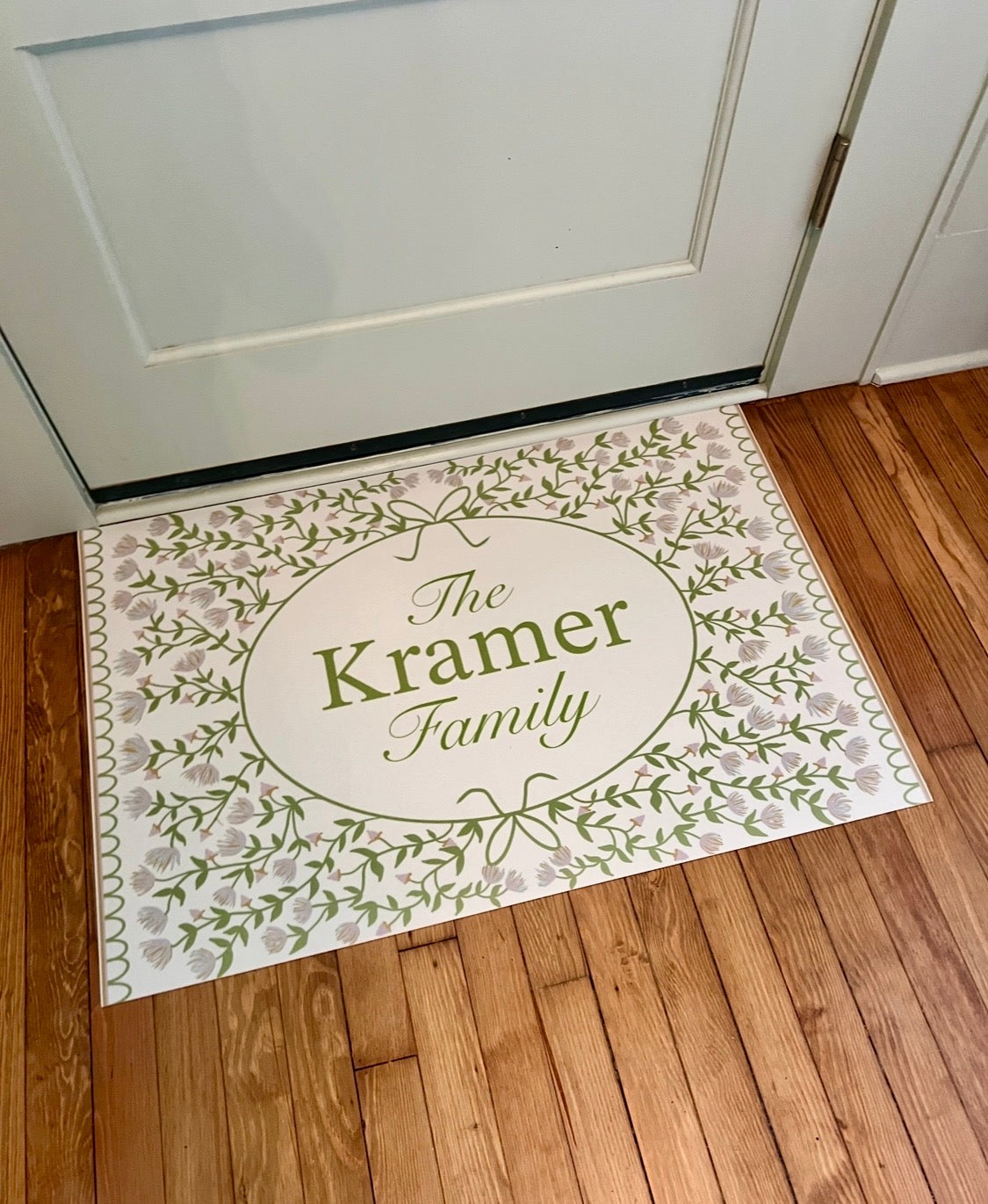 Custom Name "Cottage Kitchen" Floral Vinyl Mat- 24"x36"