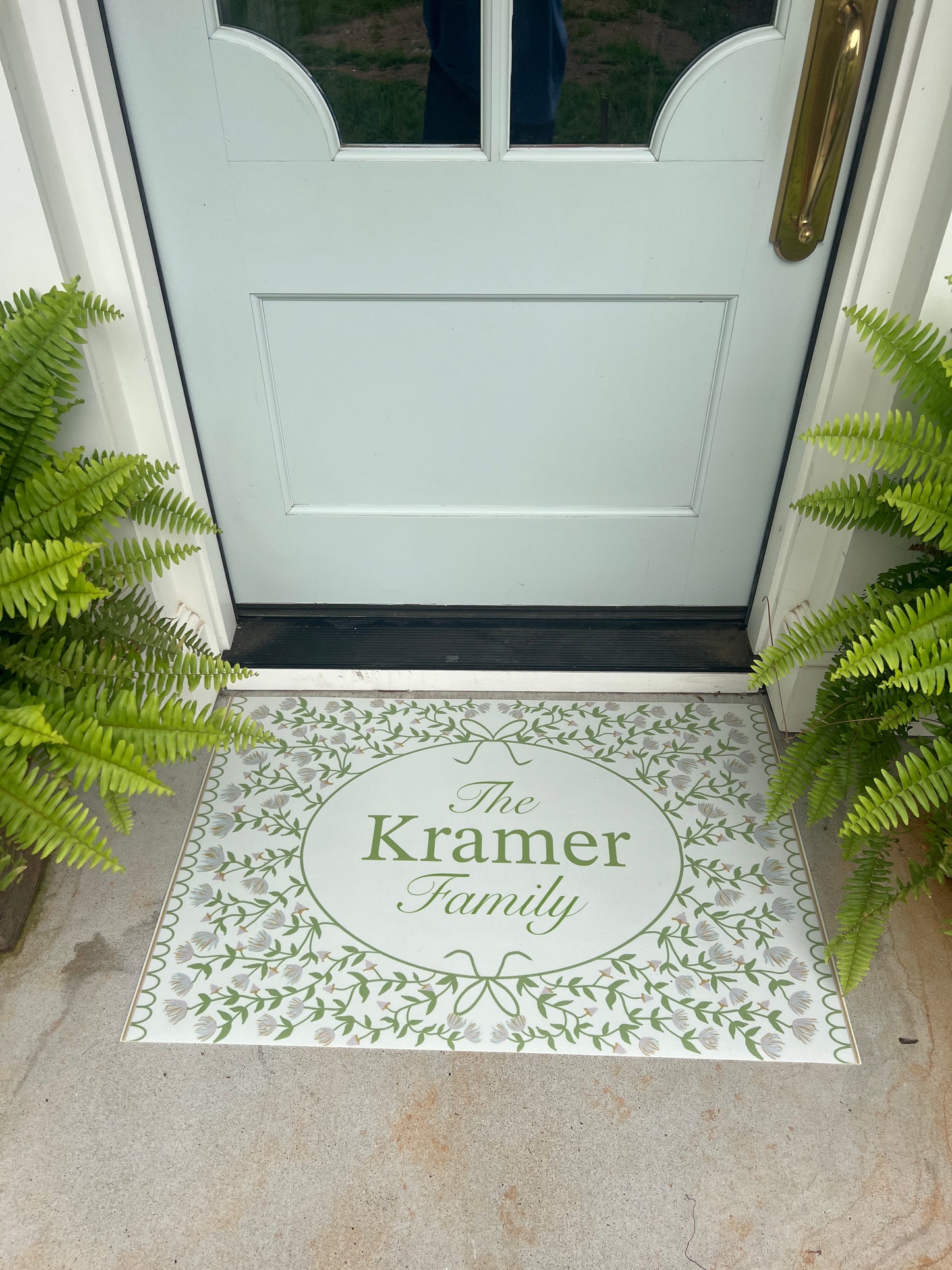 Custom Name "Cottage Kitchen" Floral Vinyl Mat- 24"x36"