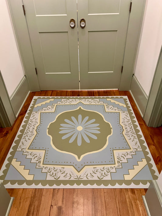 "Vestibule" Modern Oushak Vinyl Rug - 54" x 54"