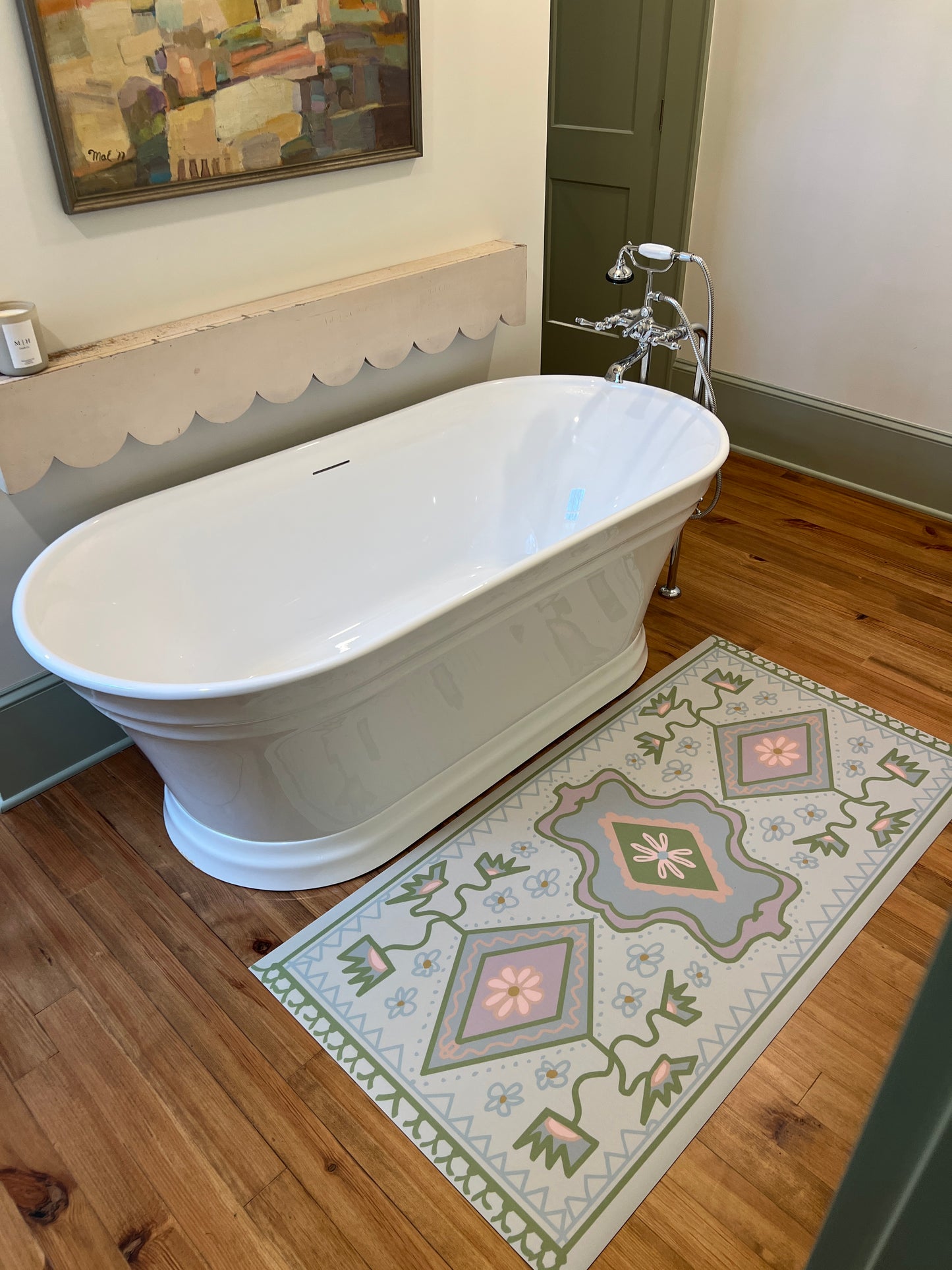 "Tub Runner" Modern Oushak Vinyl Runner