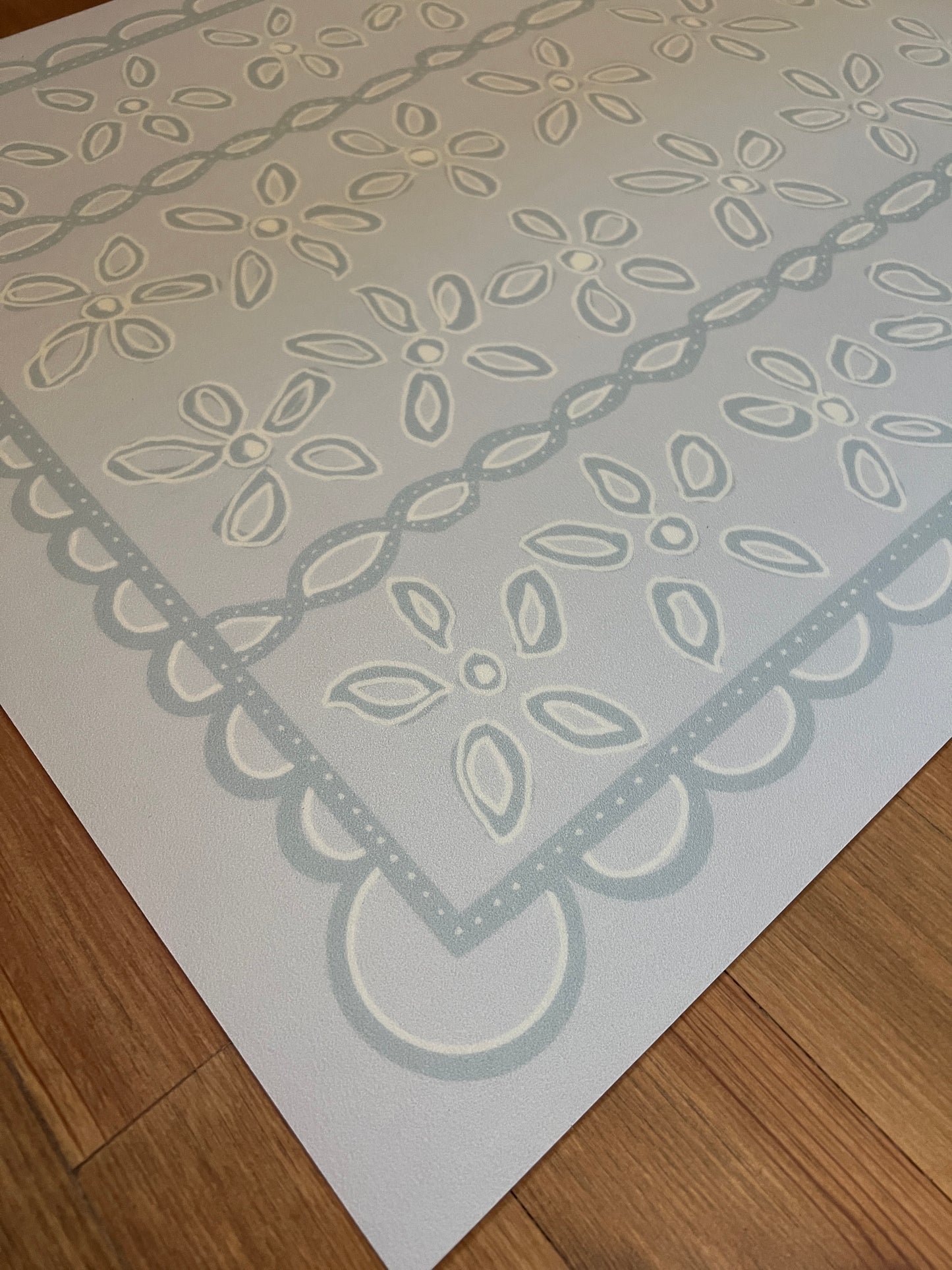 "Soft Petals" Cottage Floral Vinyl Floor Mat - 24"x36"