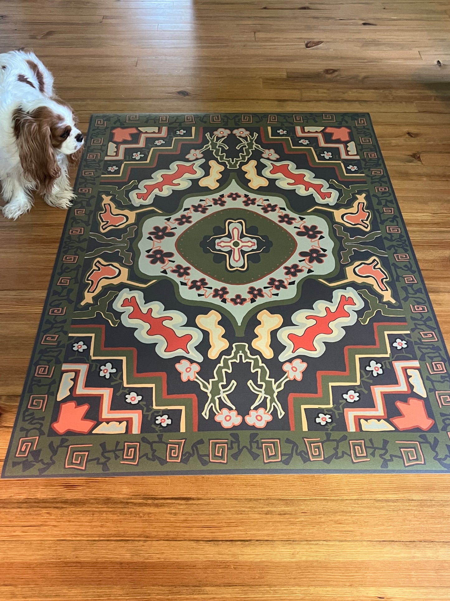 "Jules" Heriz style Vinyl Floor Mat - 39" x 54"