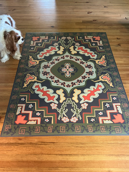 "Jules" Heriz style Vinyl Floor Mat - 39" x 54"