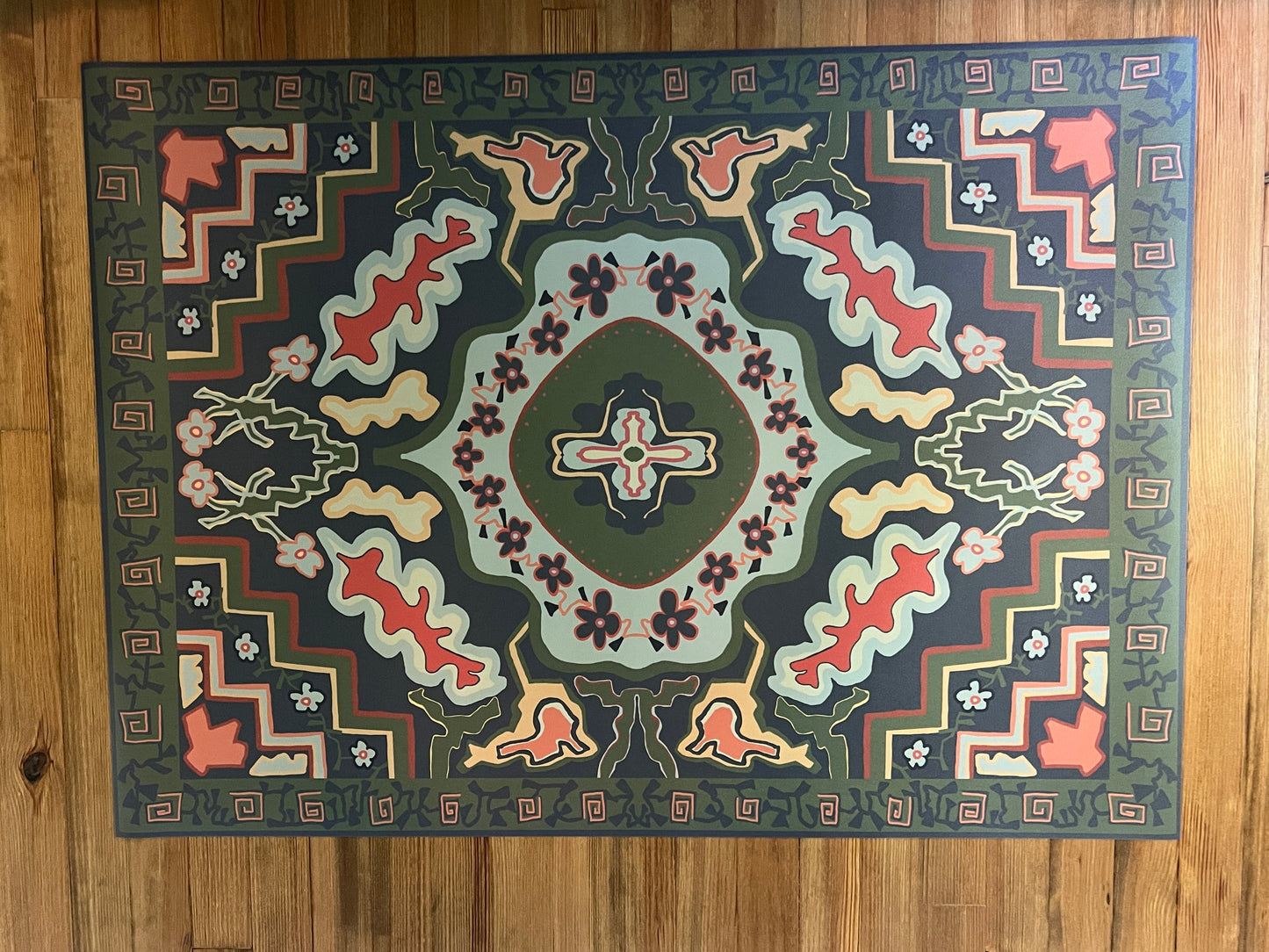 "Jules" Heriz style Vinyl Floor Mat - 39" x 54"