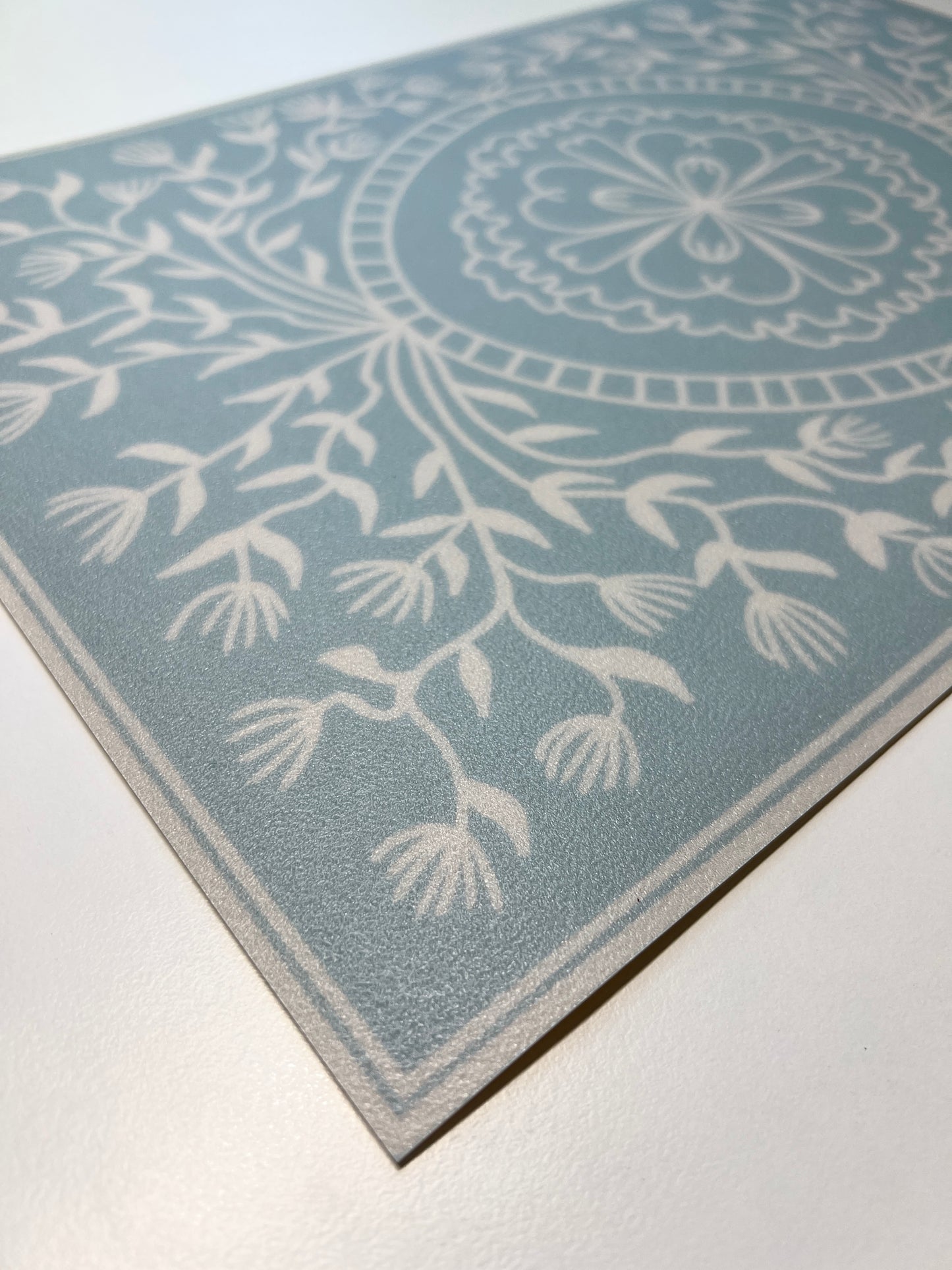 "Ruthie" in Blue- Cottage Floral Vinyl Placemat - 12"x18"