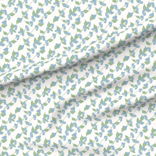 Blueberry Vine on White - Fabric yardage