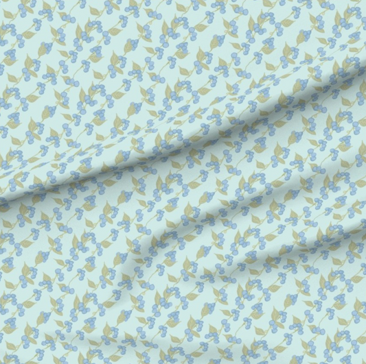 Blueberry Vine on Seafoam - Fabric yardage