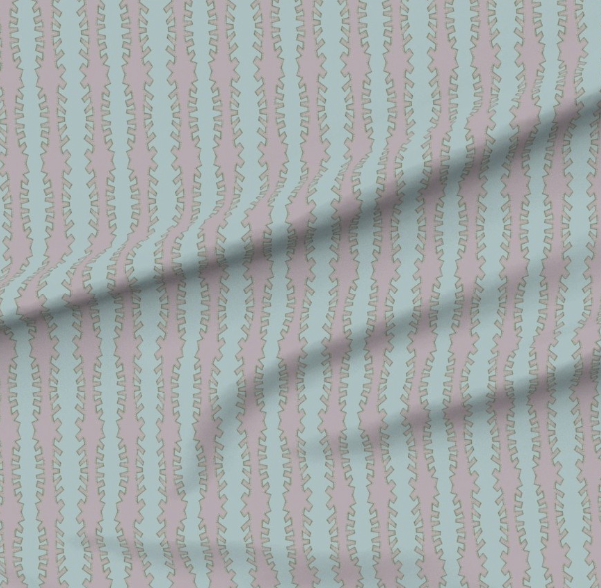 Zipper in Lilac on Blue- Fabric by the Yard