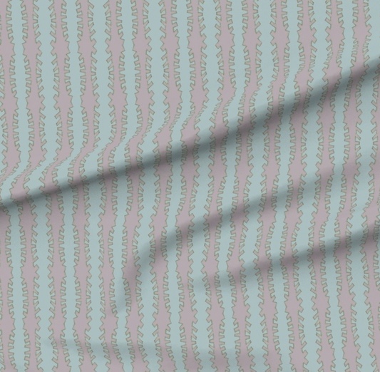 Zipper in Lilac on Blue- Fabric by the Yard