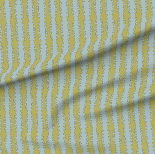 Zipper in Acid Green on Blue- Fabric by the Yard