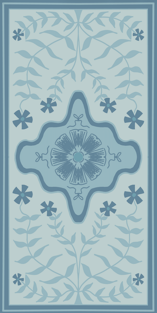 modern oushak floral runner designer vinyl floor mat blue 