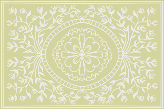 "Ruthie" in soft chartreuse - Cottage Floral Vinyl Placemat - 12"x18"