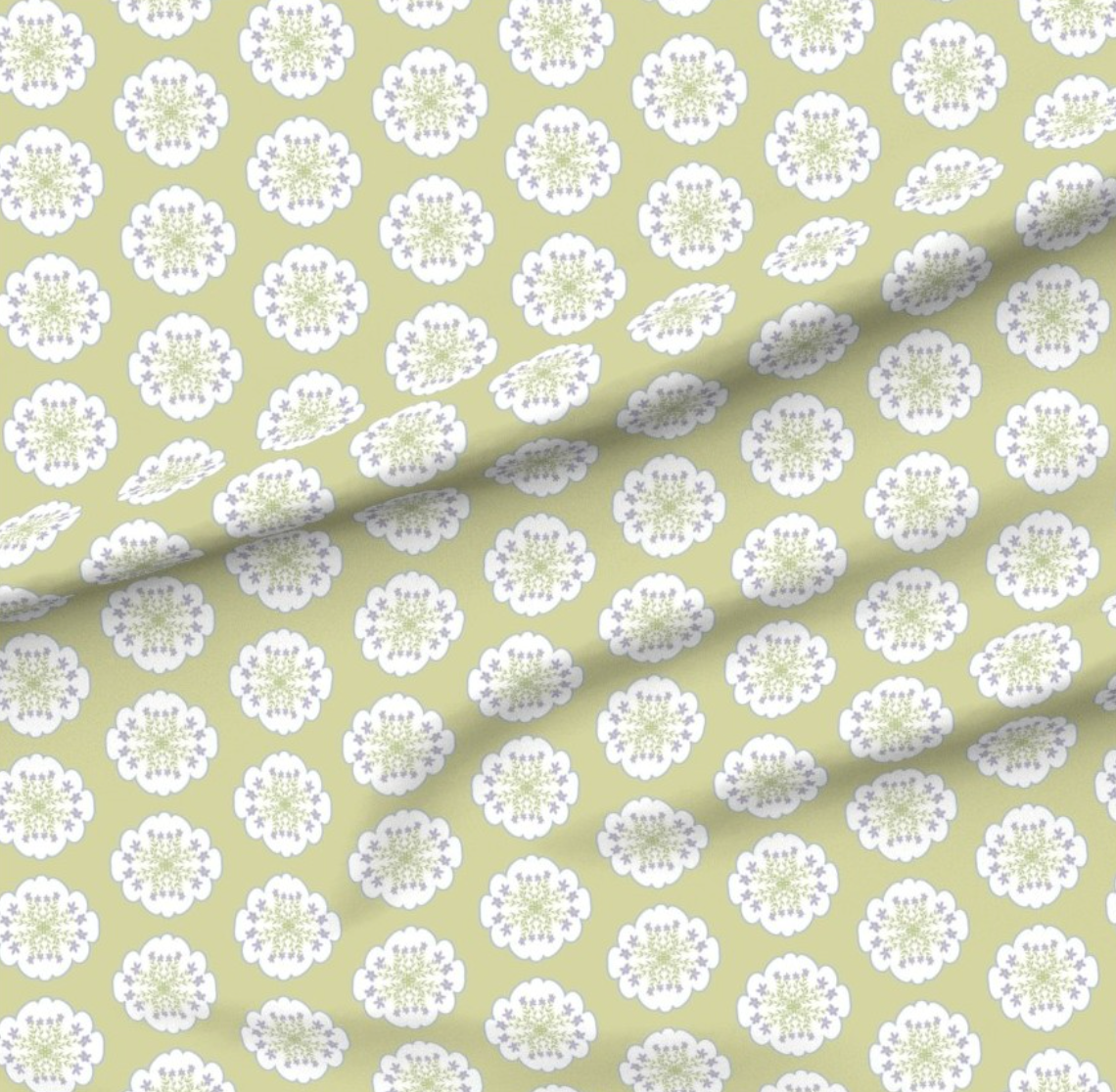 Cloudy with a chance of Flowers (chartreuse)- Fabric by the Yard