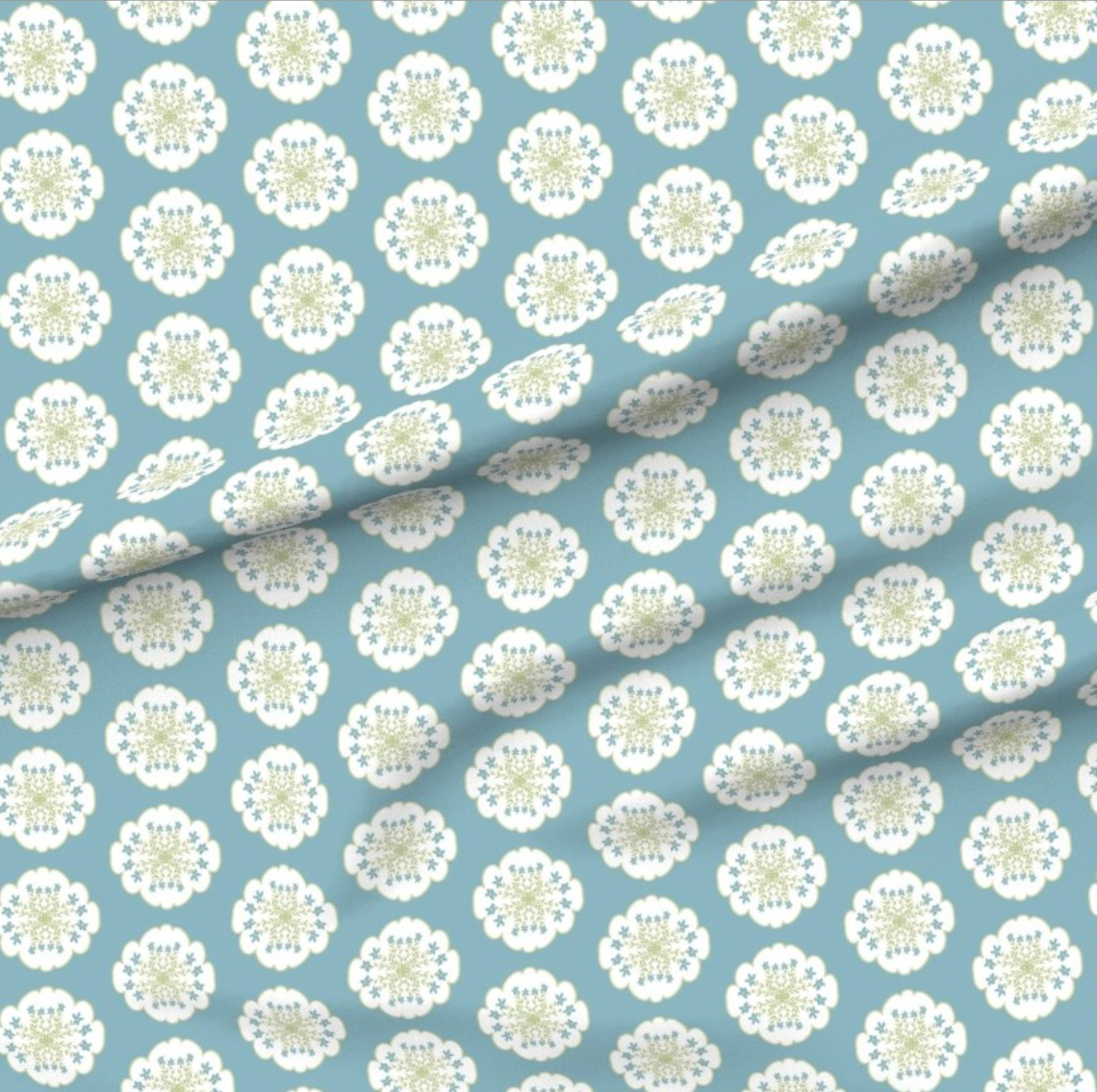 Cloudy with a chance of Flowers (teal)- Fabric by the Yard