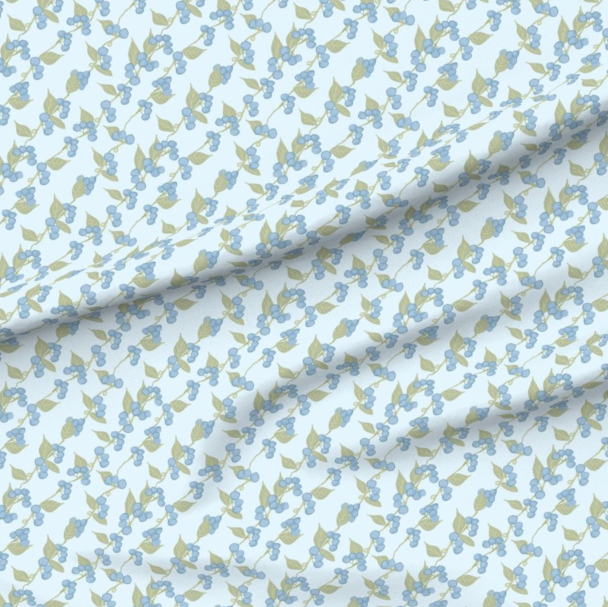 Blueberry Vine on Lt. Blue - Fabric yardage