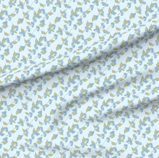 Blueberry Vine on Lt. Blue - Fabric yardage