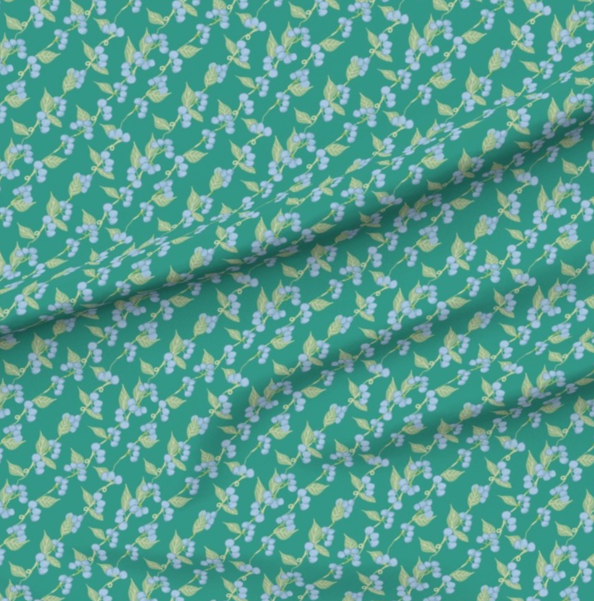 Blueberry Vine on Teal - Fabric yardage