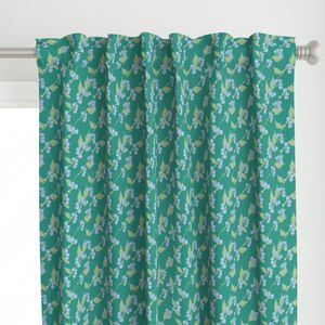Blueberry Vine on Teal - Fabric yardage
