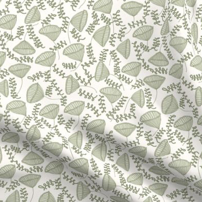 Pattern of green leaves on a white background